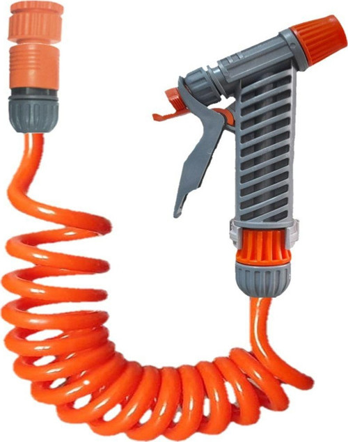 Spiral Balkon Araç Yıkama Bahçe Sulama Hortumu Ve Tetikli Tam Set Turuncu 3 Metre