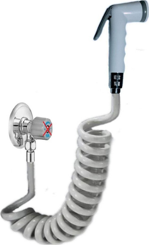 Spiral Şattaf Başlıklı Taharet Matik 3/8 Bağlantılı Taharet Musluklar Için Yeni 1.5 Metre Gri