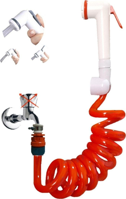 Yerli Spiral Tekne Yat Karavan Duş Yıkama Ve Sulama Şattaf Başlıklı Set Turuncu 2.5 Metre