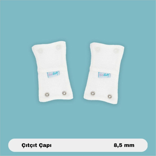2'li Bebek Body Zıbın Uzatma Aparatı (8,5 Mm) Çıtçıtlı Ekru 100% Pamuk 12 cm