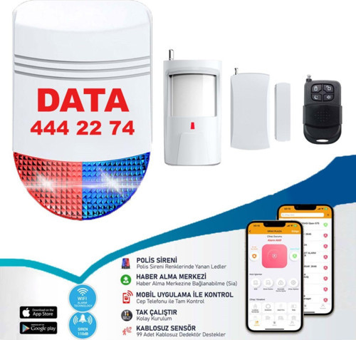 Data Dt-12 Wifi Kablosuz Siren Alarm Sistemi Mobil Uygulamalı