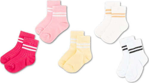 5'Li Pamuklu Çocuk Kolej Soket Çorap Bebek Unisex Kız Kadın Erkek Okul Çorabı, Beyaz Siyah Pembe 11-12 Yaş