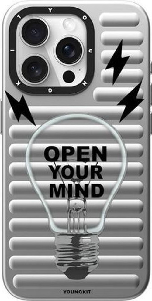 İphone 15 Pro Max Uyumlu Kılıf Magsafe Şarj Özellikli Open Mind Serisi Kapak Gümüş