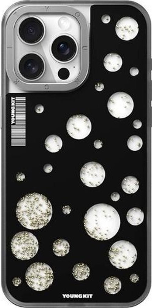 Apple İphone 15 Pro Max Uyumlu Kılıf Magsafe Şarj Özellikli Quicksand Beads Serisi Kapak Siyah
