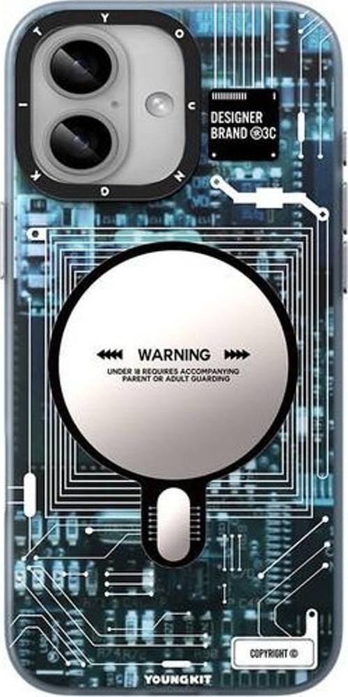 İphone 16 Plus Uyumlu Kılıf Magsafe Şarj Özellikli Technology Serisi Kapak Mavi