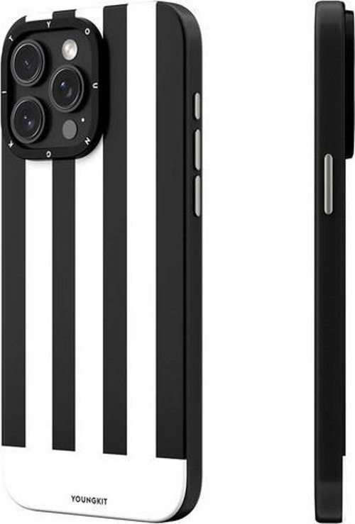 Apple İphone 15 Pro Uyumlu Kılıf Magsafe Şarj Özellikli Striped Piano Keys Serisi Kapak Siyah