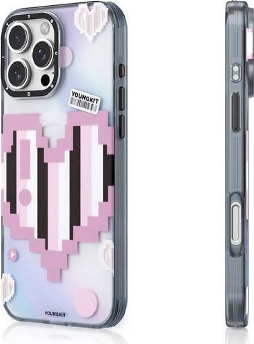 İphone 16 Pro Max Uyumlu Kılıf Magsafe Şarj Özellikli Love Serisi Kapak Pembe