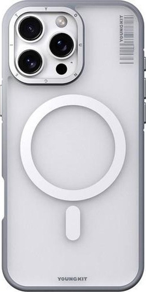 İphone 16 Pro Max Uyumlu Kılıf Magsafe Şarj Özellikli Rock Sand Serisi Kapak Gri