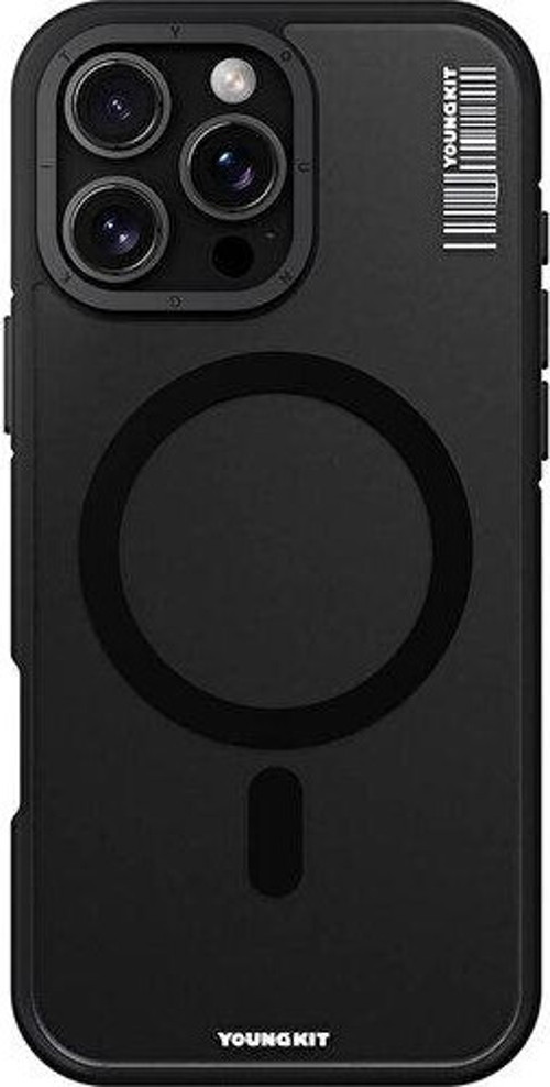 İphone 16 Pro Max Uyumlu Kılıf Magsafe Şarj Özellikli Rock Sand Serisi Kapak Siyah