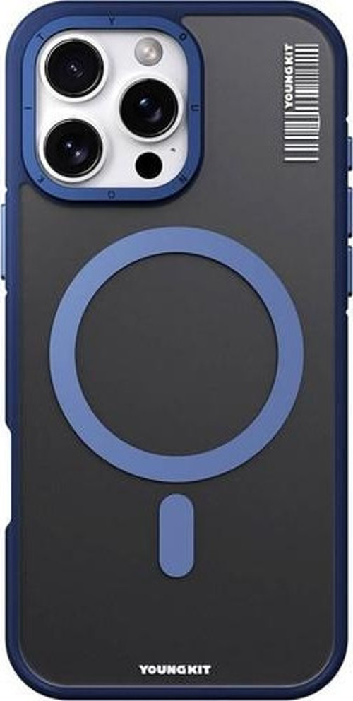 İphone 16 Pro Uyumlu Kılıf Magsafe Şarj Özellikli Rock Sand Serisi Kapak Mavi