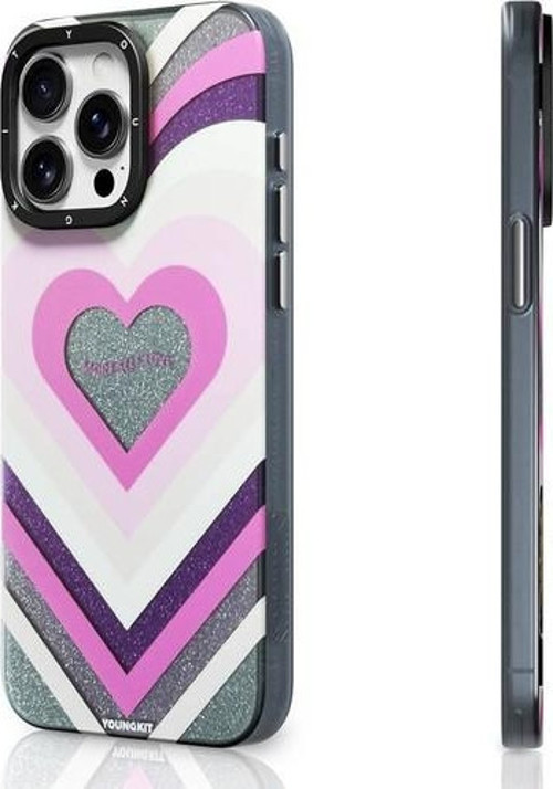 İphone 14 Pro Max Uyumlu Kılıf Magsafe Şarj Özellikli Star Dazzle Serisi Kapak Pembe