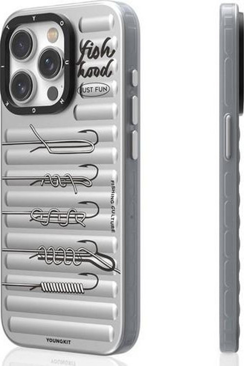 İphone 14 Pro Uyumlu Kılıf Magsafe Şarj Özellikli Fishing Serisi Kapak Gri
