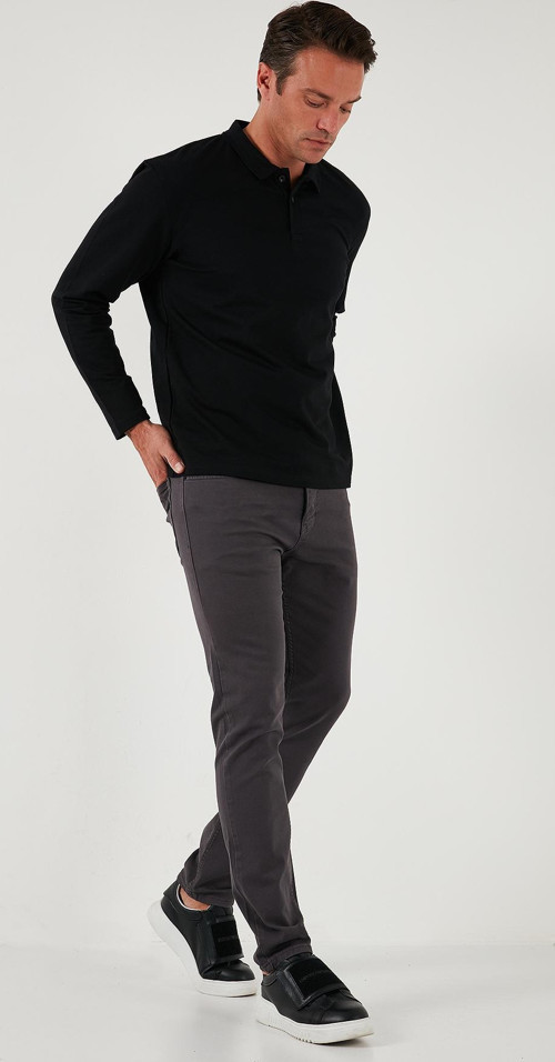 Streç Pamuklu Regular Fit Normal Bel Düz Paça Erkek Pantolon 674002 FÜME