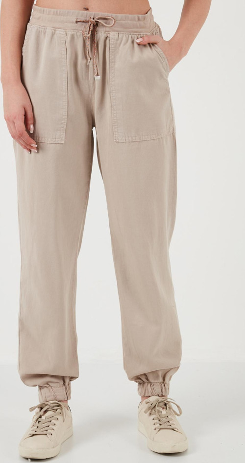 Regular Fit Yüksek Bel Jogger Spor Bayan Pantolon 668YP5039 TAŞ