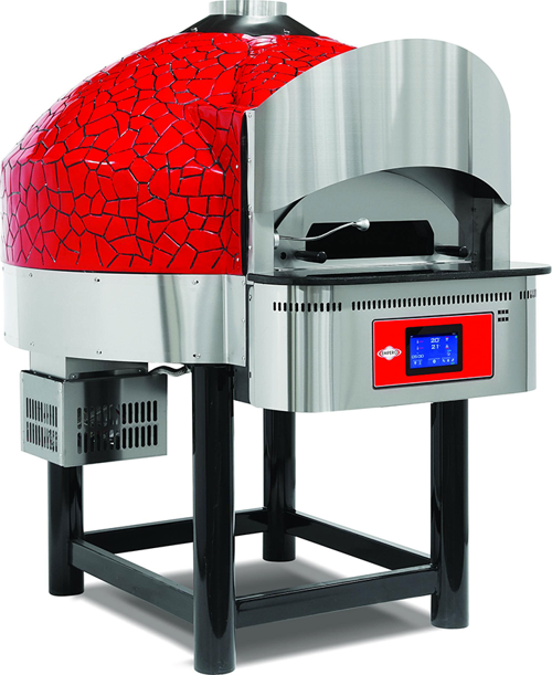 EMP.SPO.04-D-RB-NG Dijital Gazlı Döner Taban Pizza Fırını 6 Pizza Kapasiteli - Kırmızı, Siyah Doğalgazlı