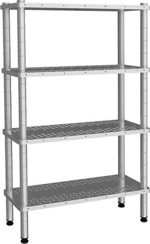 EMP.D.3.5376-18-4-D 4 Katlı Delikli Raflar 53x76x180 cm INOX 304
