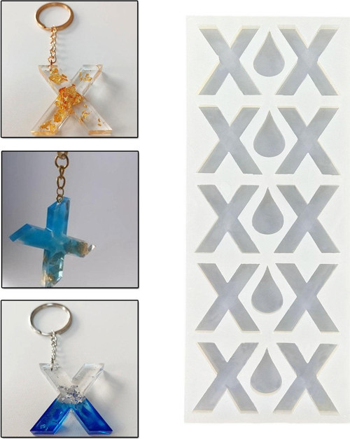 Epoksi Çoklu Silikon Kalıp X Harfi Anahtarlık Reçine Seri Döküm Kalıbı 4 CM 10 Lu