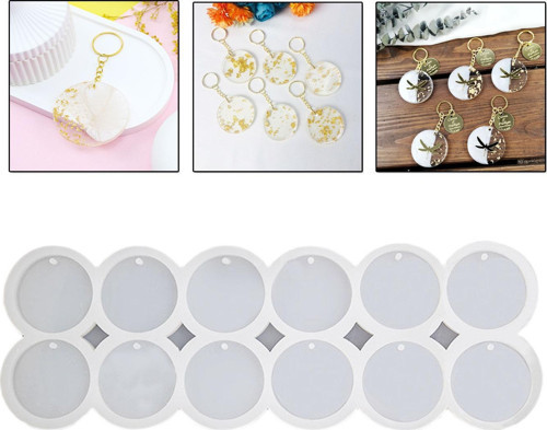 Epoksi Reçine Silikon Kalıp Çoklu Yuvarlak Delikli Anahtarlık Kalıbı 4.5 CM 12 Li