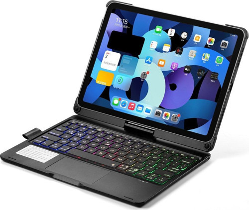 Apple iPad Pro 11 2021 3.Nesil M1 Kılıf RGB ışıklı Döner Başlıklı Mousepad Özellikli Klavyeli Kılıf