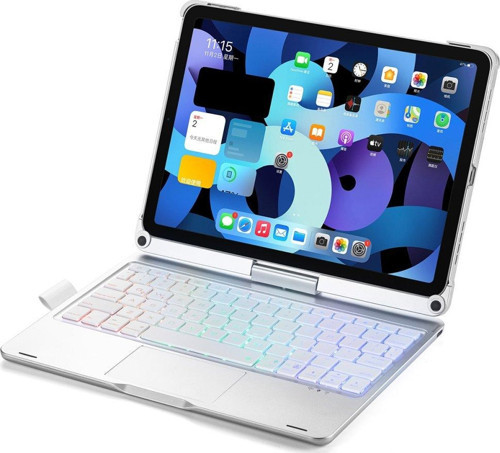 Apple ipad Pro M4 13 inç 2024 Kılıf RGB ışıklı Döner Başlıklı Mousepad Özellikli Klavyeli Kılıf