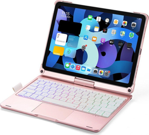 Apple ipad Pro M4 13 inç 2024 Kılıf RGB ışıklı Döner Başlıklı Mousepad Özellikli Klavyeli Kılıf