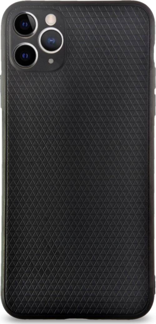 Apple iPhone 11 Pro Max Kılıf Yumuşak Silikon Prizma Desenli Arka Kapak - Siyah