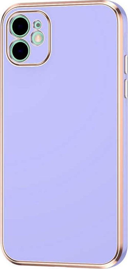 Apple iPhone 12 Kapak Kamera Korumalı Lazer Kesim Lüx Silikon Kılıf - Lila