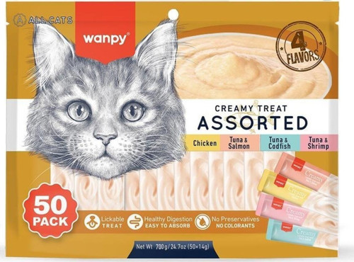 Karışık 4 Lezzetli 50x14 gr Krema Kedi Ödül Maması