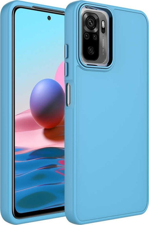 Xiaomi Poco M5s Kapak Renkli Metal Kamera Çerçeveli First Class İçi Kadife Lasnman Kılıf - Mavi
