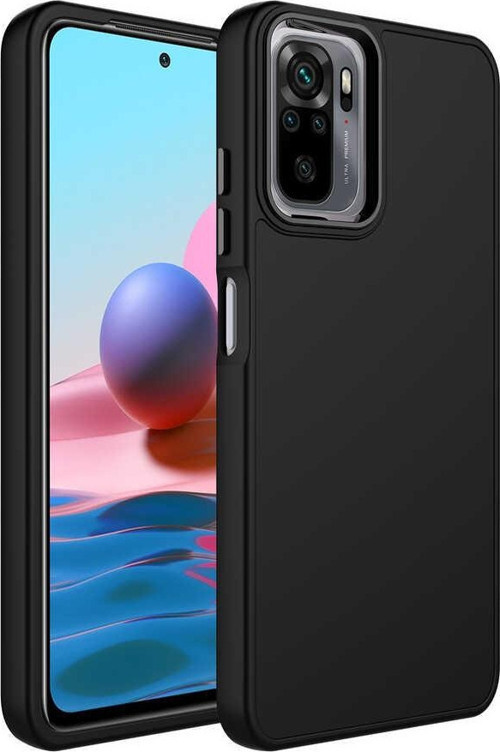 Xiaomi Poco M5s Kapak Renkli Metal Kamera Çerçeveli First Class İçi Kadife Lasnman Kılıf - Siyah