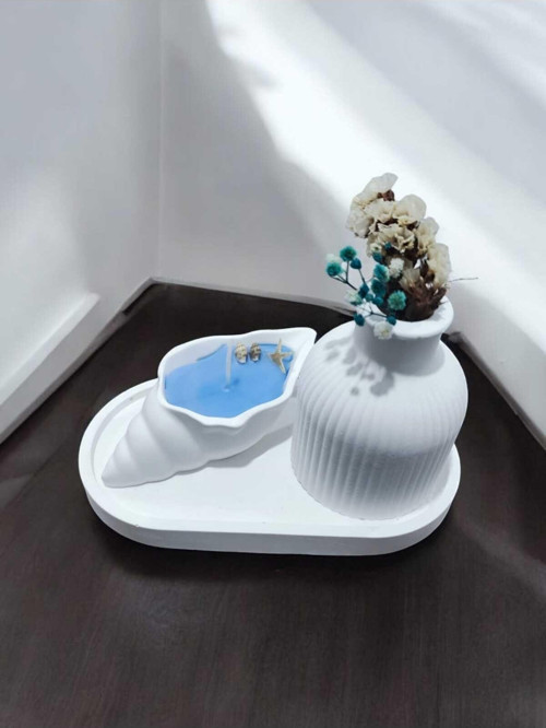 AYD Sunum Tabağı Takılık Süslük Dekoratif Vazo & Biblo Kokulu Mum&Şamdan %100 Soya Wax & Taş Tozu