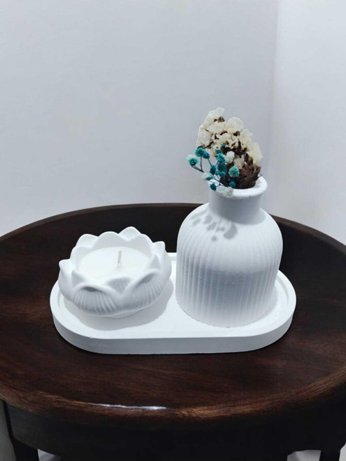 AYD Sunum Tabağı Takılık Süslük Dekoratif Vazo & Biblo Kokulu Mum&Şamdan %100 Soya Wax & Taş Tozu