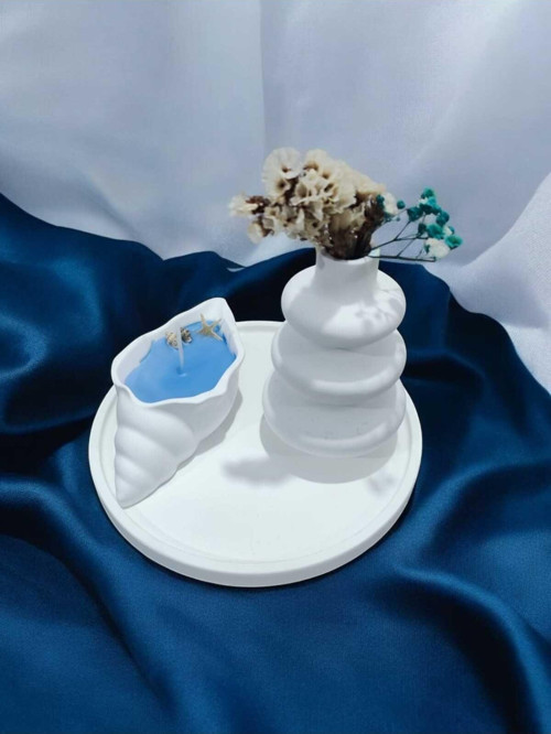 AYD Sunum Tabağı Takılık Süslük Dekoratif Vazo & Biblo Kokulu Mum&Şamdan %100 Soya Wax & Taş Tozu