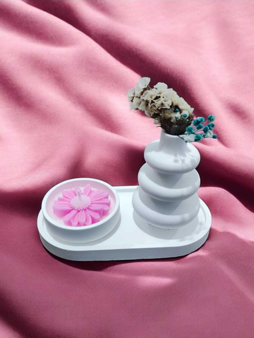 AYD Sunum Tabağı Takılık Süslük Dekoratif Vazo & Biblo Kokulu Mum&Şamdan %100 Soya Wax & Taş Tozu