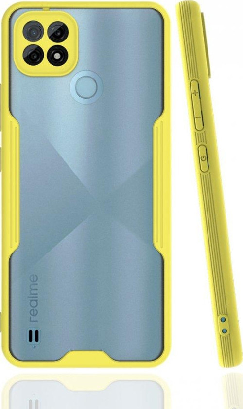 Realme C21 Kılıf Kamera Korumalı Pastel Renkli Esnek Silikon Platin Kapak