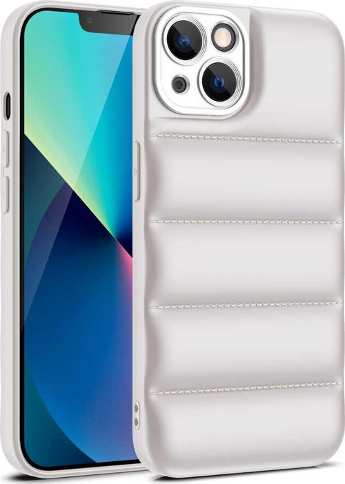 Apple iPhone 13 Kapak Kamera Korumalı Puf Silikon Kılıf - Beyaz