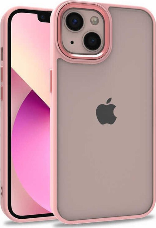 Apple iPhone 13 Kapak Metal Kamera Korumalı Arkası Şeffaf Silikon Kılıf - Rose Gold