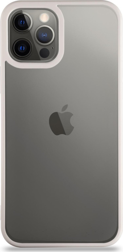 Apple iPhone 12 Kılıf Kenarları Renkli Silikon Şeffaf Arka Kapak - Beyaz