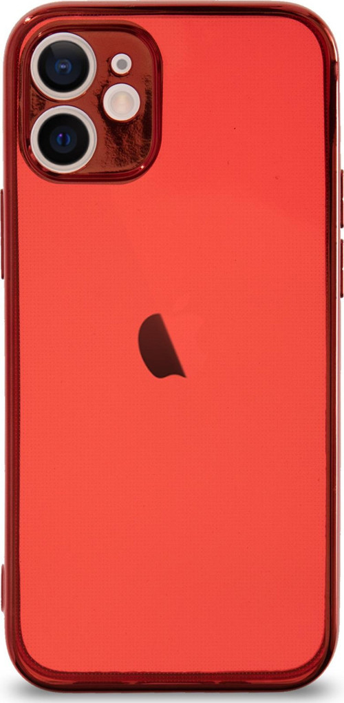 Apple iPhone 12 Kılıf Renkli Şeffaf Kamera Korumalı Exclusive Silikon Kapak - Kırmızı