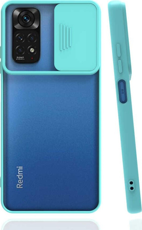 Xiaomi Redmi Note 11 Pro 5G Global Lensi Açılır Kapanır Kamera Korumalı Silikon Kılıf - Turkuaz
