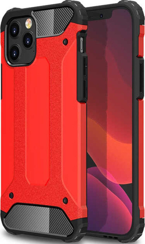Apple iPhone 12 Pro Max Kapak Çift Katmanlı Zırh Tank Kılıf - Kırmızı