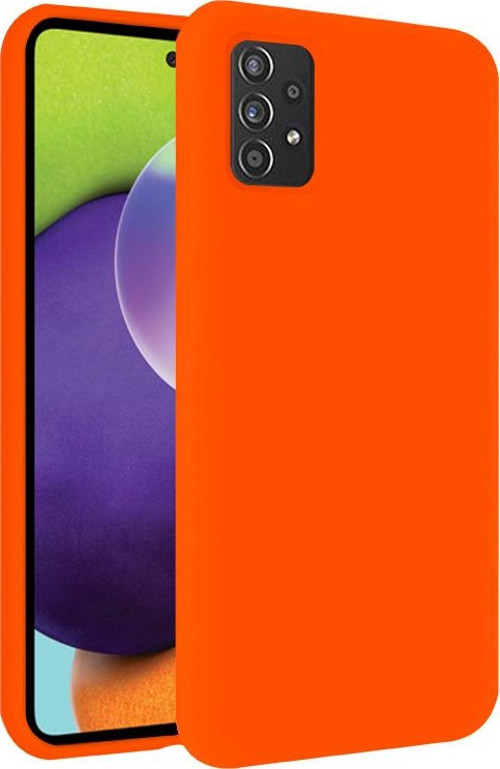 Samsung Galaxy A52 Kapak İçi Kadife Soft Logosuz Lansman Silikon Kılıf - Neon Turuncu