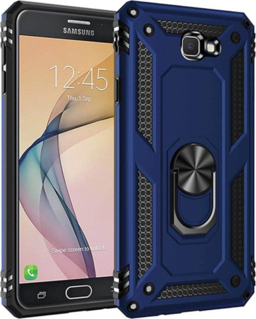 Samsung Galaxy J4 Plus Kapak Yüzüklü Stantlı Panzer Tank Kılıf - Lacivert