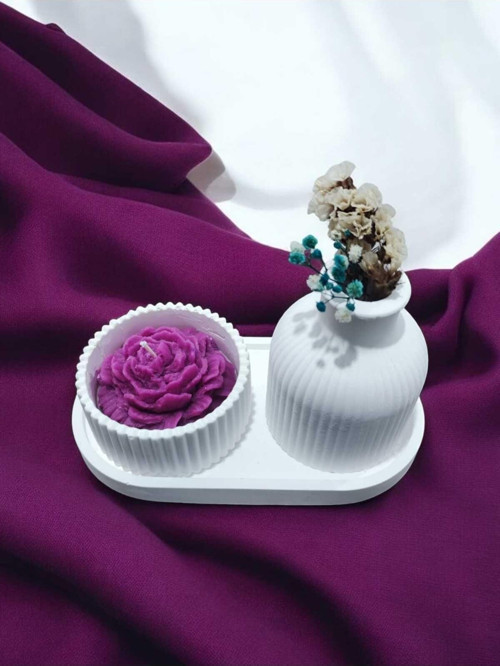 Ayd Sunum Tabağı Süslük Dekoratif Vazo & Biblo Kokulu Mum&Şamdan %100 Soya Wax & Taş Tozu 11x7 cm
