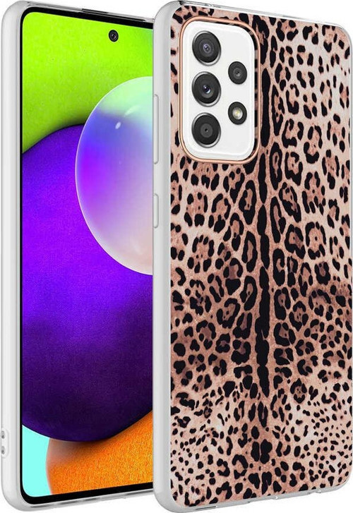 Samsung Galaxy A52S Kapak Leopar Desenli Parlak Silikon Kılıf - Leopar