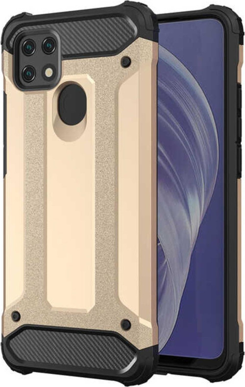 Oppo A15s Kapak Çift Katmanlı Zırh Tank Kılıf - Gold