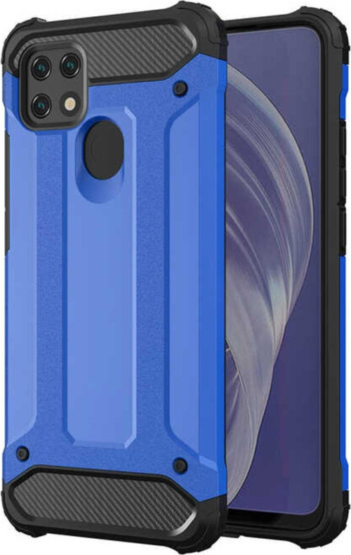 Oppo A15s Kapak Çift Katmanlı Zırh Tank Kılıf - Mavi