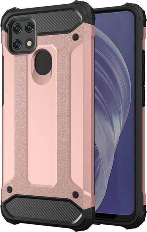 Oppo A15s Kapak Çift Katmanlı Zırh Tank Kılıf - Rose Gold