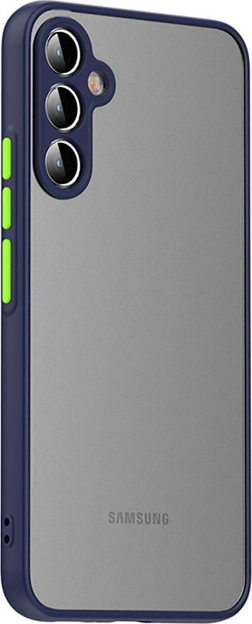 Samsung Galaxy A54 Kapak Kamera Korumalı Kenarlı Renkli Düğmeli Arkası Mat Silikon Kılıf - Lacivert