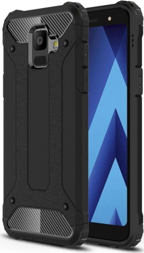Samsung Galaxy A6 2018 Kapak Çift Katmanlı Zırh Tank Kılıf - Siyah